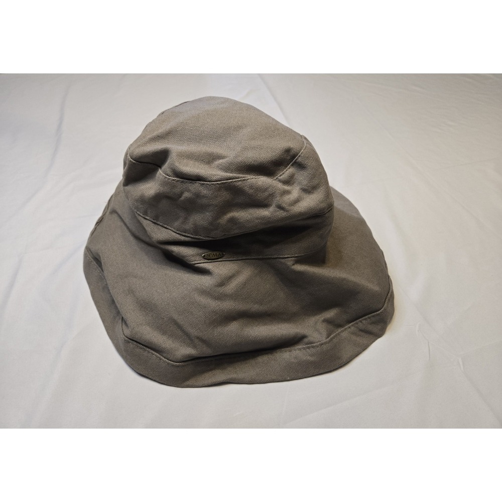 Scala Collezione Cotton Canvas Beige Wide Brim Sun Hat One Size Inner Drawstring - Picture 2 of 5